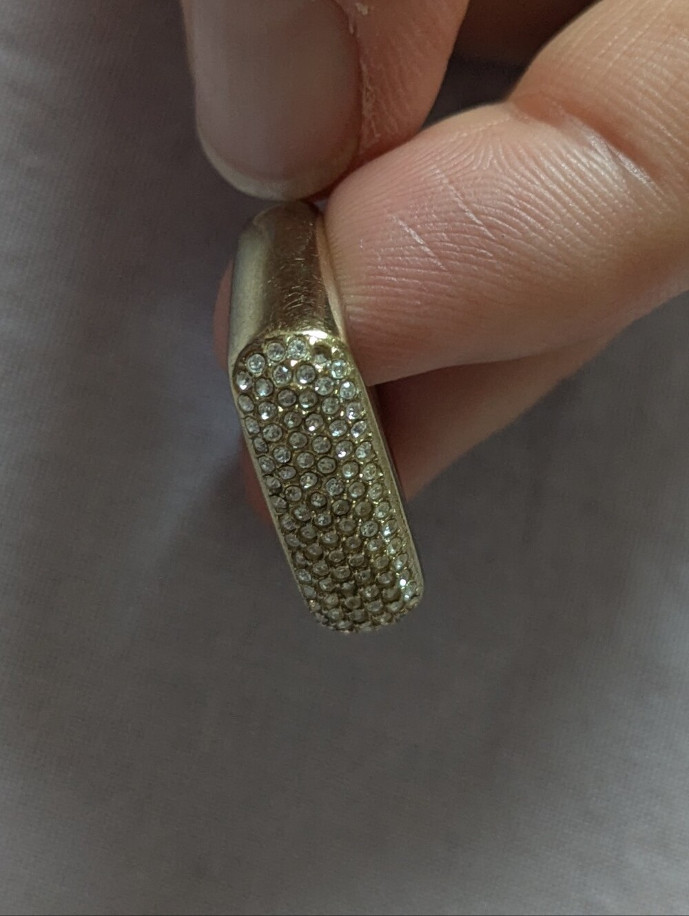 Fossil Gold Tone Pave Crystal Ring and Emerald Accent Ring - Picture 4 of 5